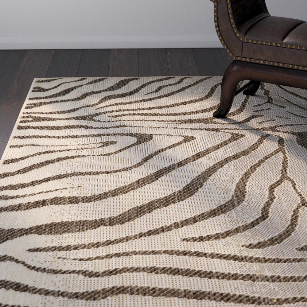 World Menagerie Slimane Charcoal Zebra Indoor/Outdoor Rug & Reviews